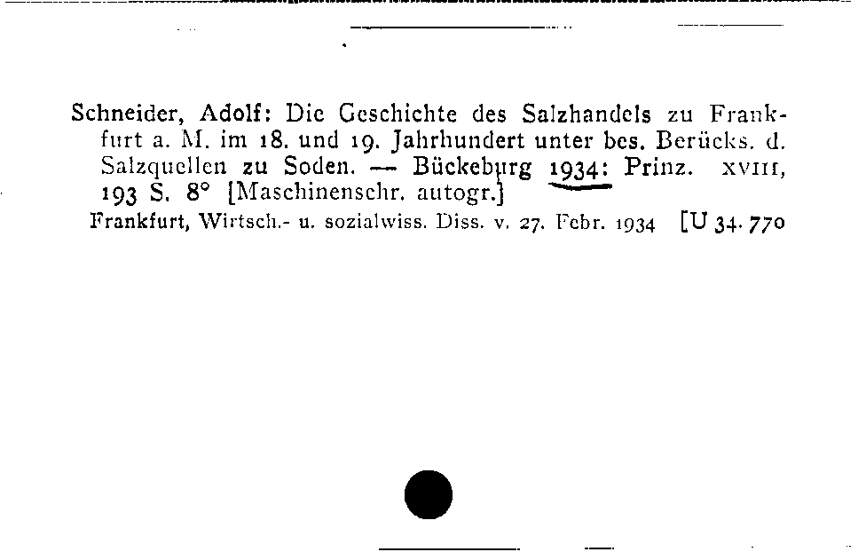 [Katalogkarte Dissertationenkatalog bis 1980]