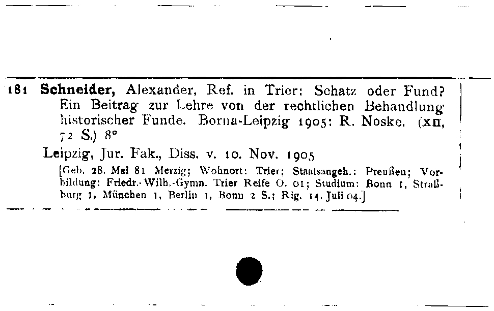 [Katalogkarte Dissertationenkatalog bis 1980]