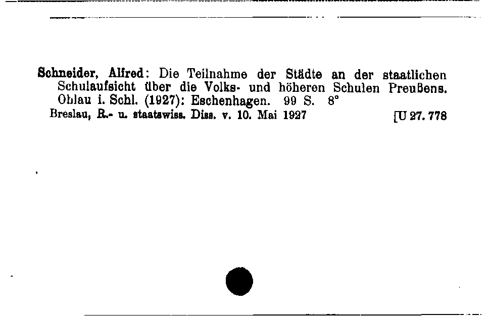 [Katalogkarte Dissertationenkatalog bis 1980]