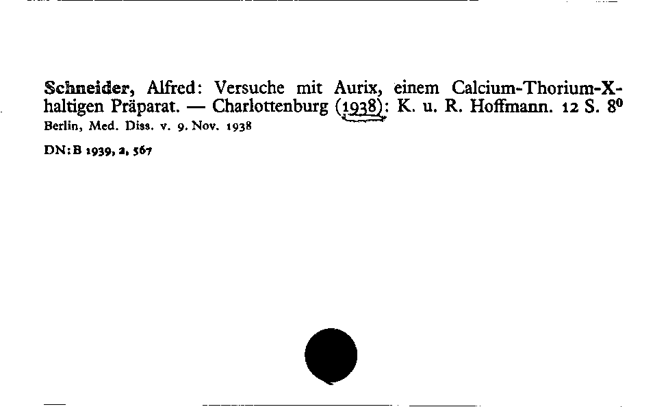 [Katalogkarte Dissertationenkatalog bis 1980]