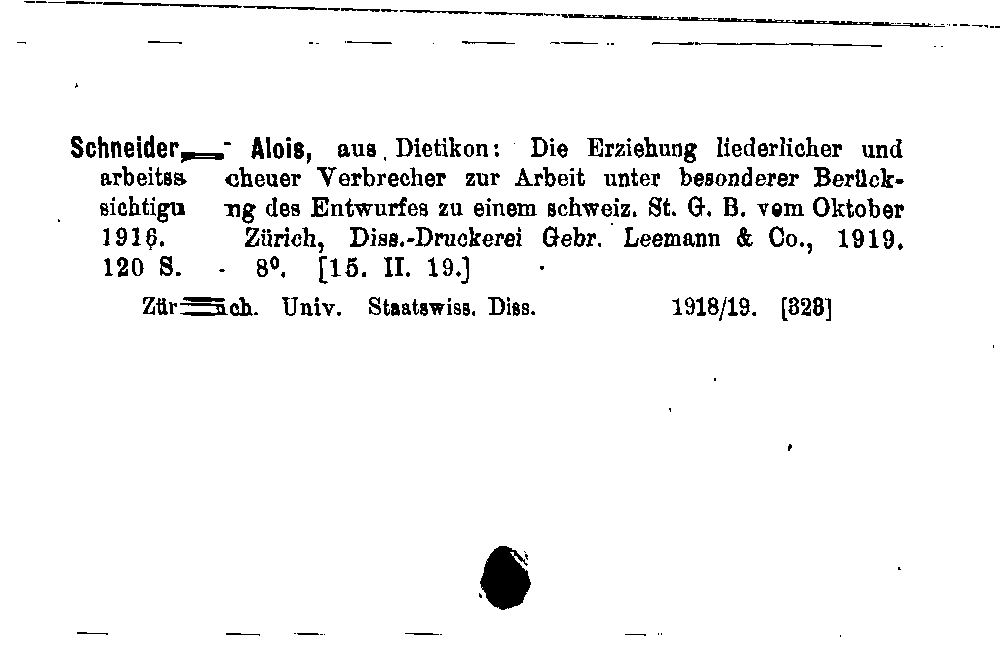 [Katalogkarte Dissertationenkatalog bis 1980]