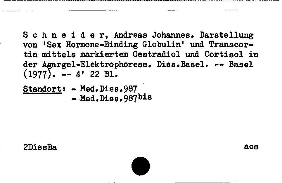 [Katalogkarte Dissertationenkatalog bis 1980]