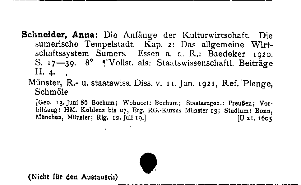 [Katalogkarte Dissertationenkatalog bis 1980]