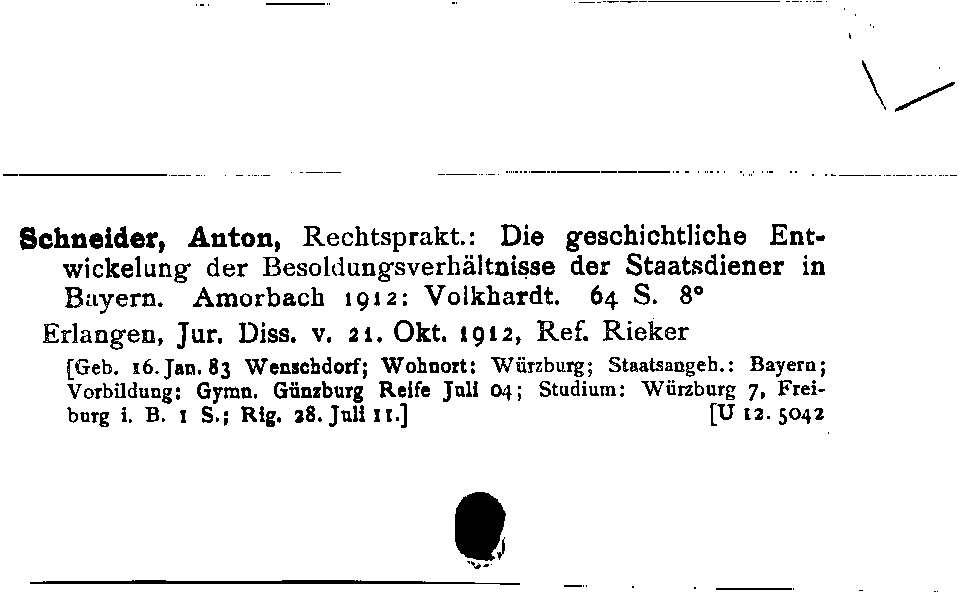 [Katalogkarte Dissertationenkatalog bis 1980]