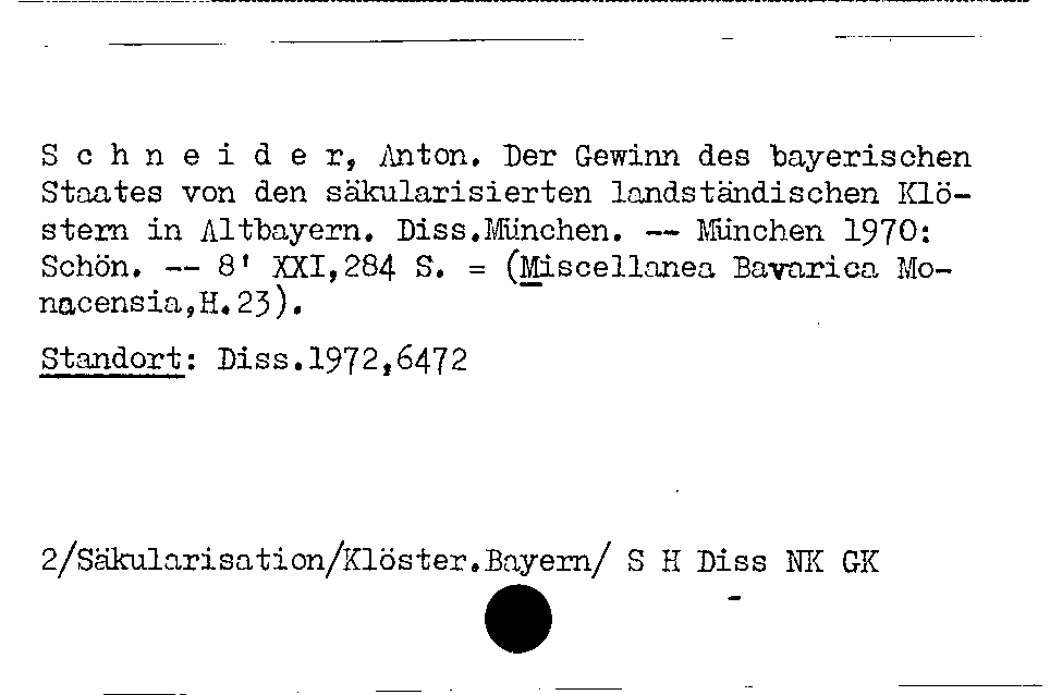 [Katalogkarte Dissertationenkatalog bis 1980]