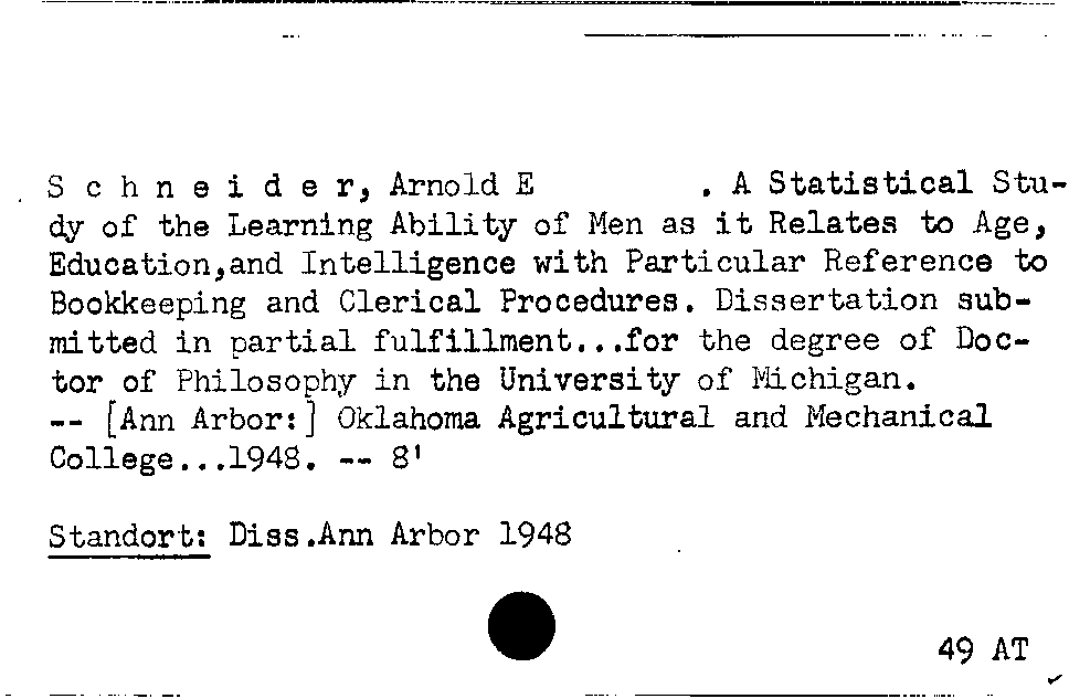 [Katalogkarte Dissertationenkatalog bis 1980]