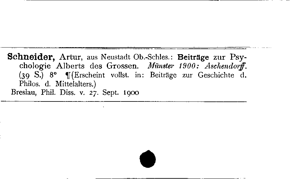 [Katalogkarte Dissertationenkatalog bis 1980]