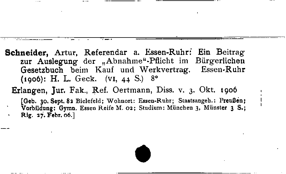 [Katalogkarte Dissertationenkatalog bis 1980]