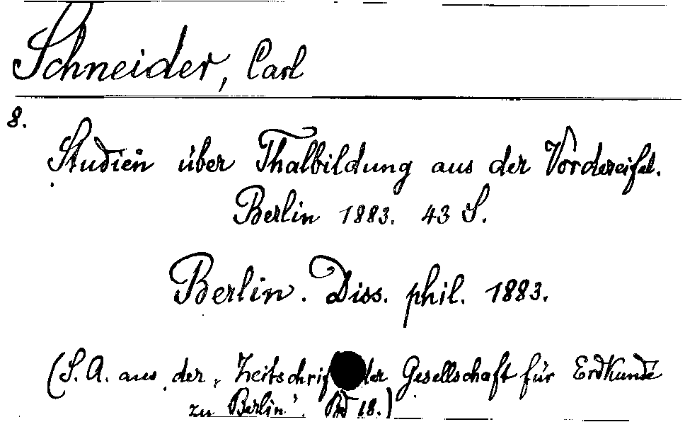 [Katalogkarte Dissertationenkatalog bis 1980]