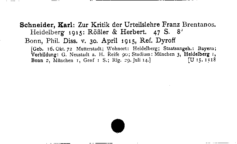 [Katalogkarte Dissertationenkatalog bis 1980]