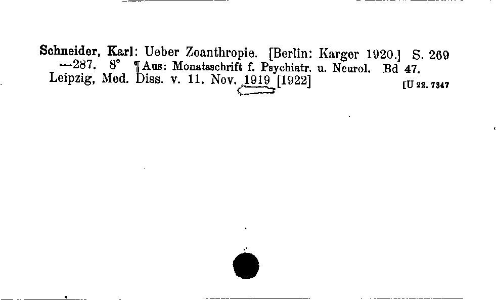 [Katalogkarte Dissertationenkatalog bis 1980]