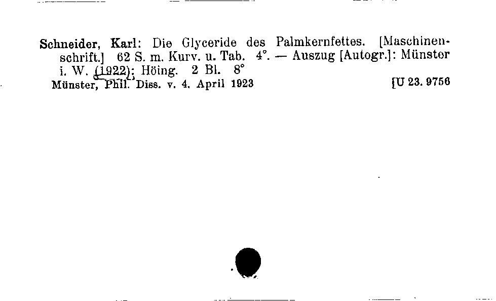 [Katalogkarte Dissertationenkatalog bis 1980]