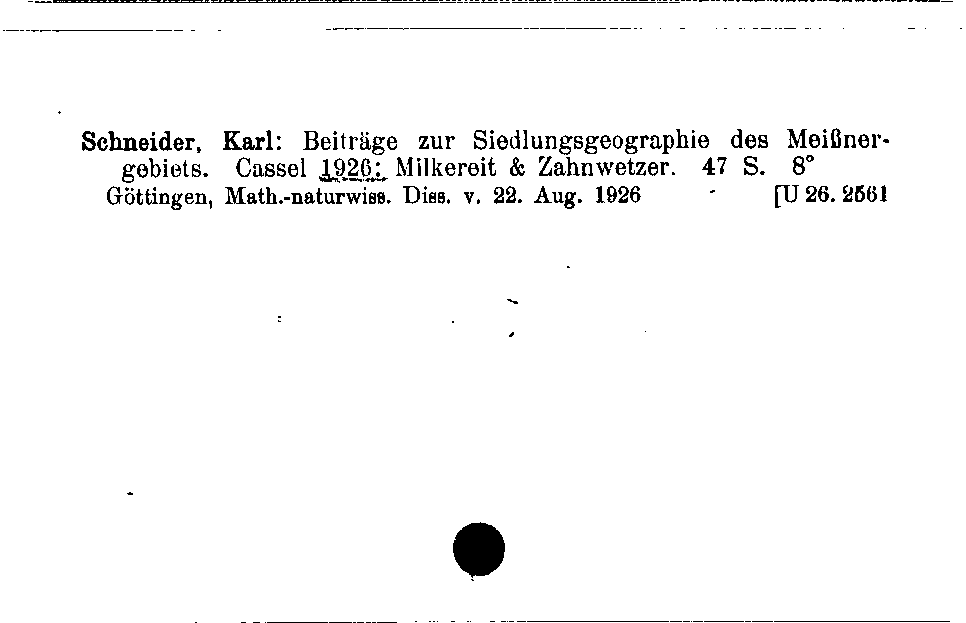 [Katalogkarte Dissertationenkatalog bis 1980]