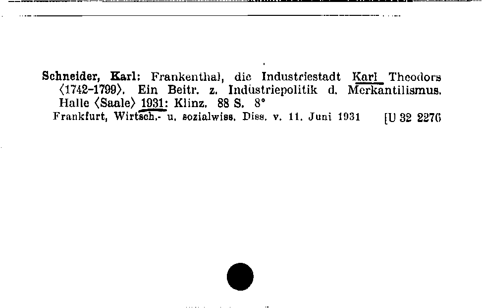 [Katalogkarte Dissertationenkatalog bis 1980]