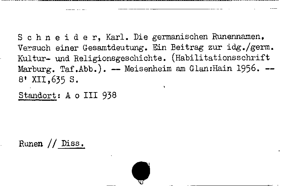 [Katalogkarte Dissertationenkatalog bis 1980]