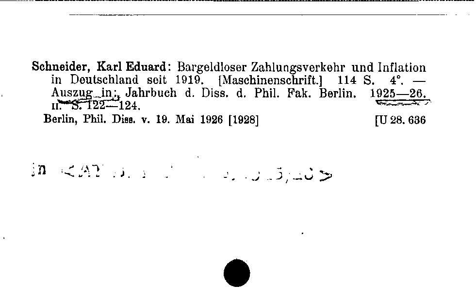 [Katalogkarte Dissertationenkatalog bis 1980]