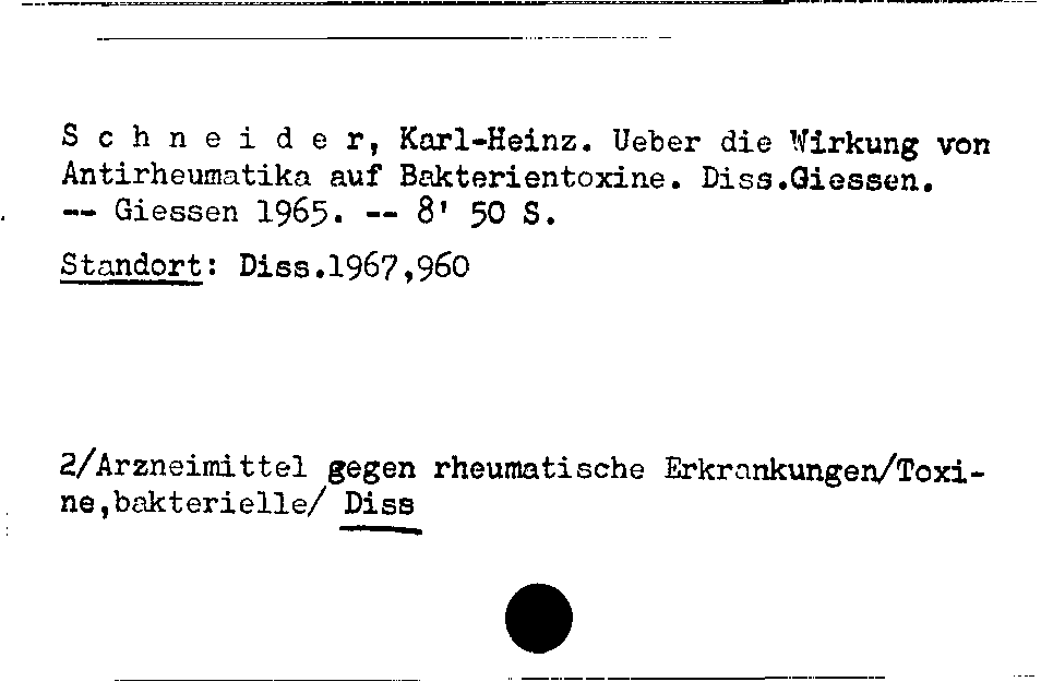 [Katalogkarte Dissertationenkatalog bis 1980]