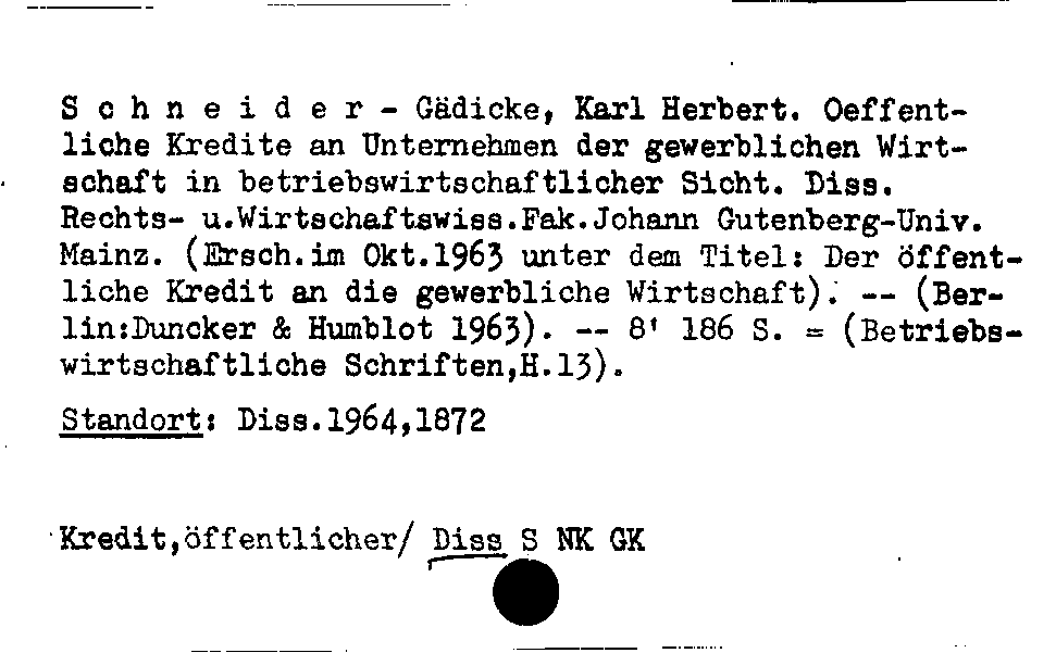 [Katalogkarte Dissertationenkatalog bis 1980]