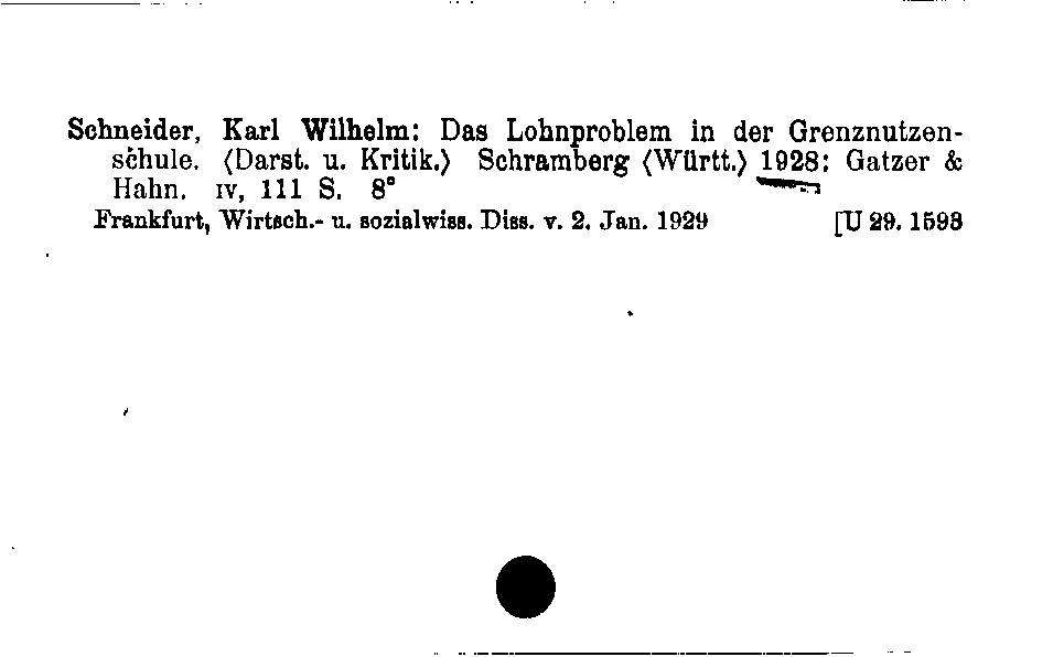 [Katalogkarte Dissertationenkatalog bis 1980]