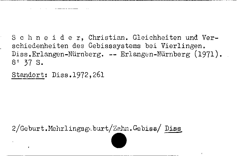 [Katalogkarte Dissertationenkatalog bis 1980]