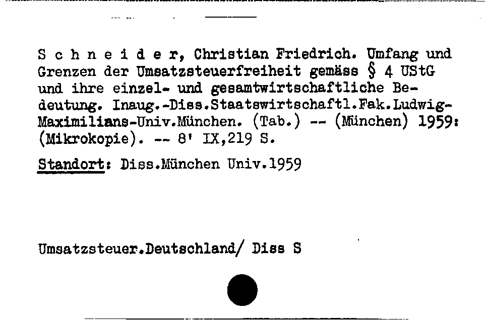 [Katalogkarte Dissertationenkatalog bis 1980]