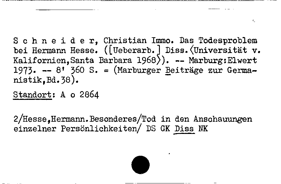 [Katalogkarte Dissertationenkatalog bis 1980]