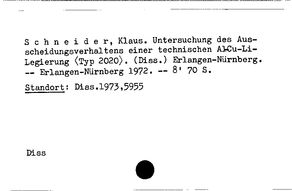 [Katalogkarte Dissertationenkatalog bis 1980]