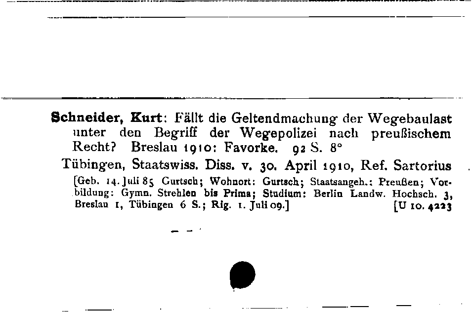 [Katalogkarte Dissertationenkatalog bis 1980]