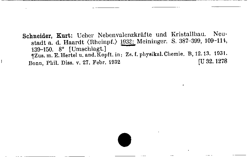 [Katalogkarte Dissertationenkatalog bis 1980]