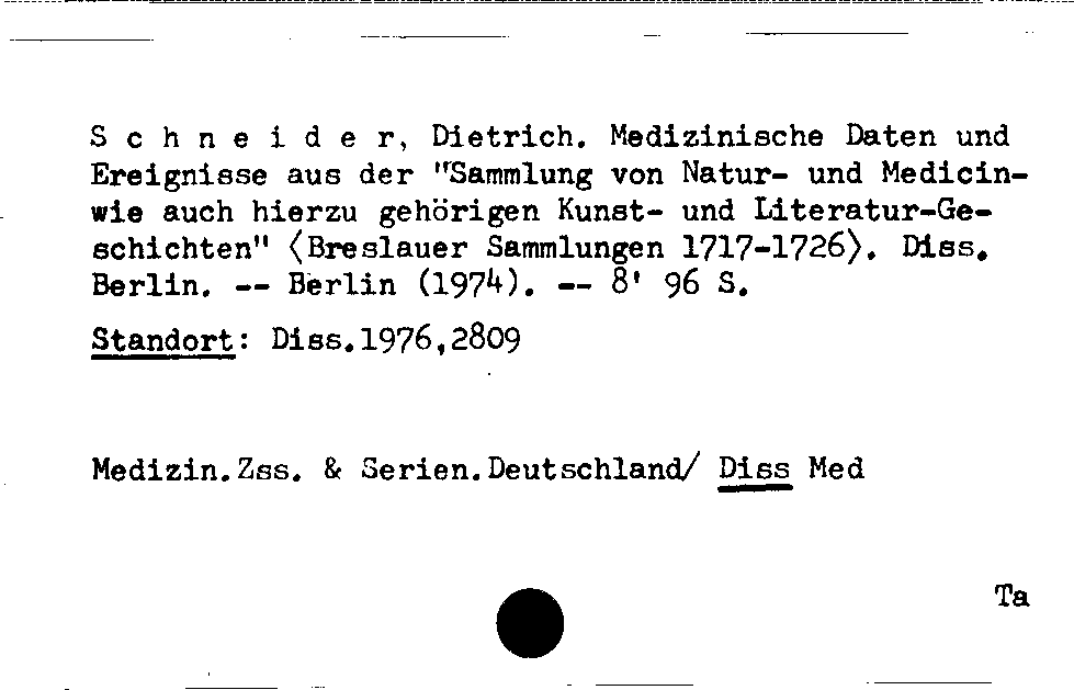 [Katalogkarte Dissertationenkatalog bis 1980]