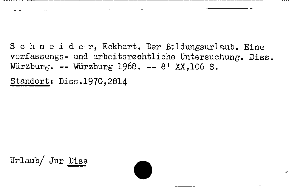 [Katalogkarte Dissertationenkatalog bis 1980]