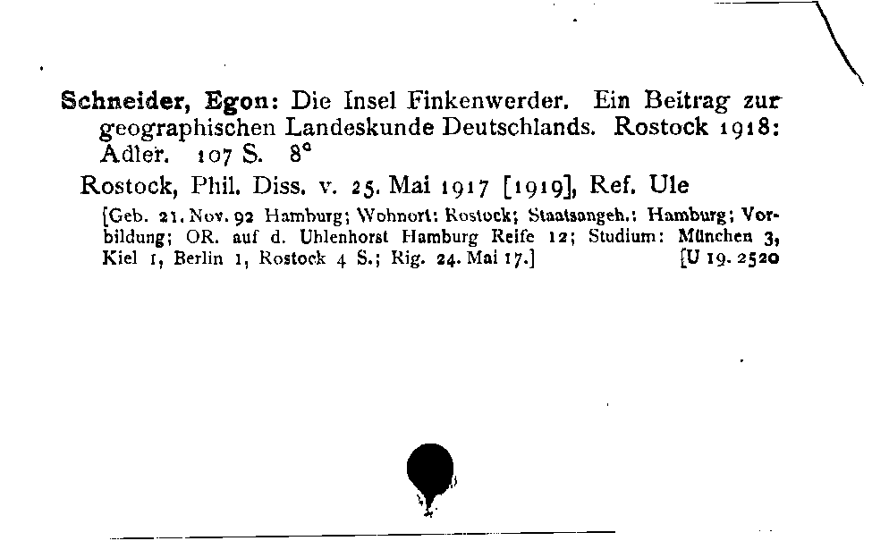 [Katalogkarte Dissertationenkatalog bis 1980]