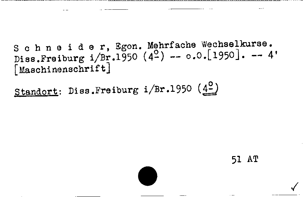 [Katalogkarte Dissertationenkatalog bis 1980]