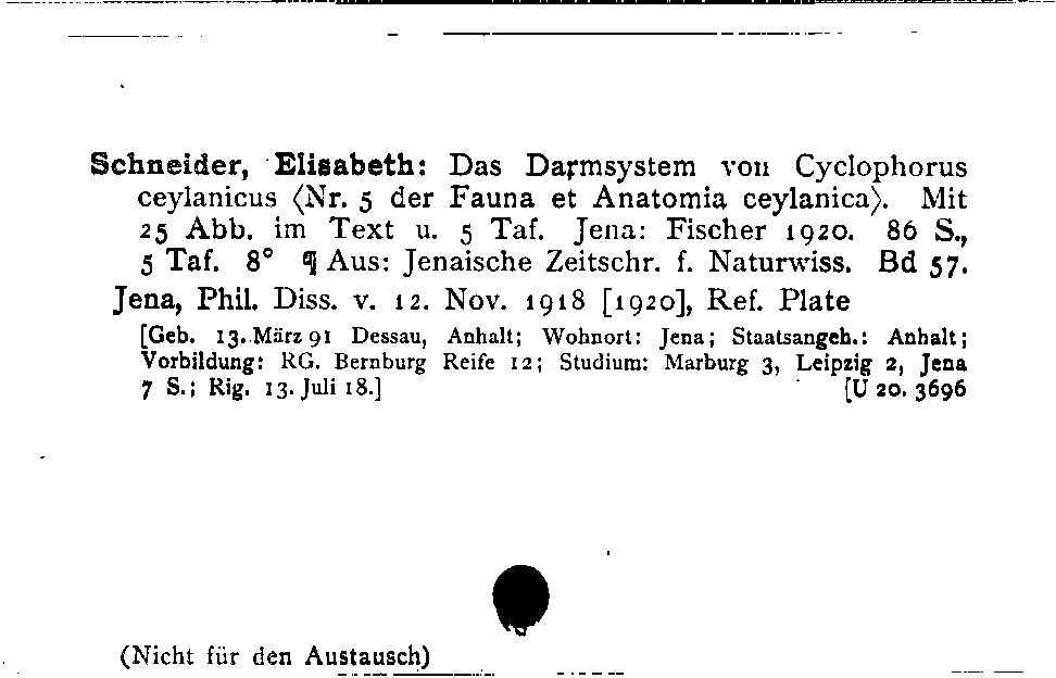 [Katalogkarte Dissertationenkatalog bis 1980]