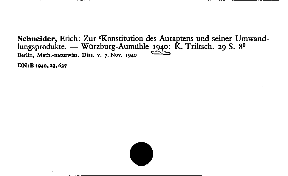 [Katalogkarte Dissertationenkatalog bis 1980]