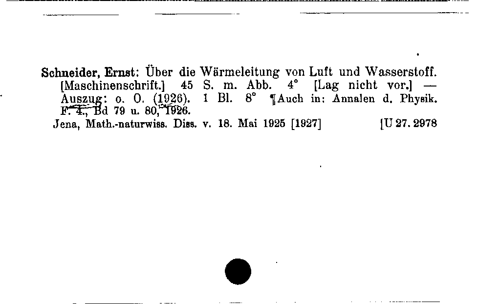 [Katalogkarte Dissertationenkatalog bis 1980]