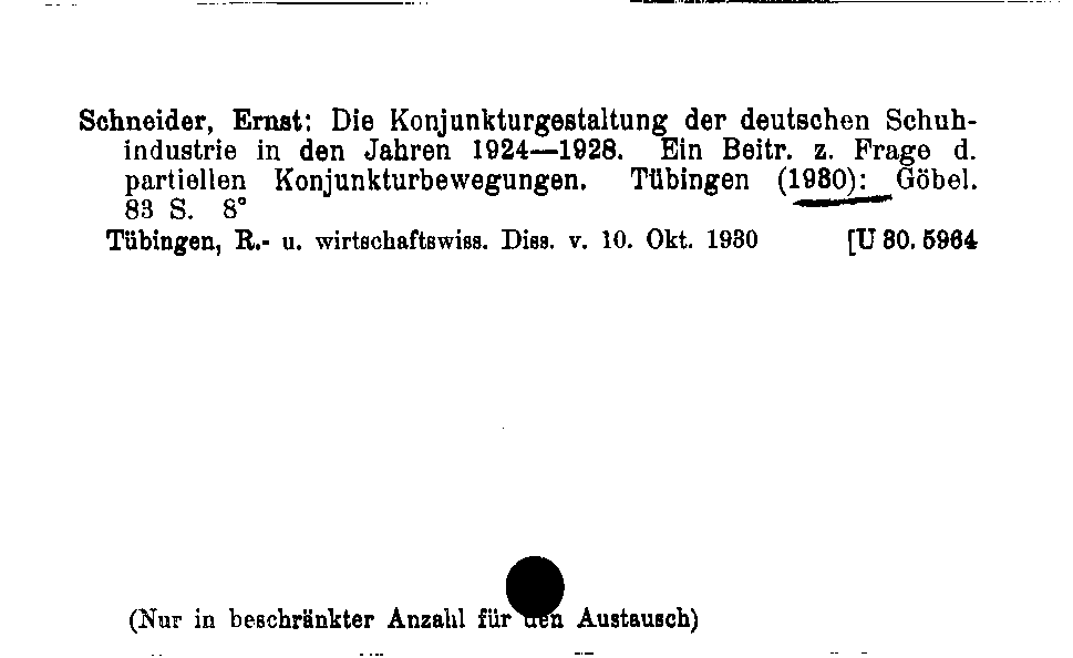 [Katalogkarte Dissertationenkatalog bis 1980]