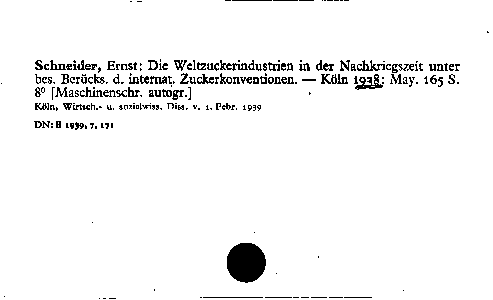 [Katalogkarte Dissertationenkatalog bis 1980]