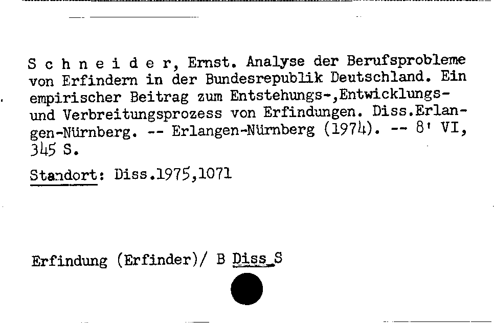 [Katalogkarte Dissertationenkatalog bis 1980]