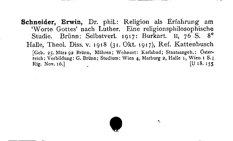 [Katalogkarte Dissertationenkatalog bis 1980]