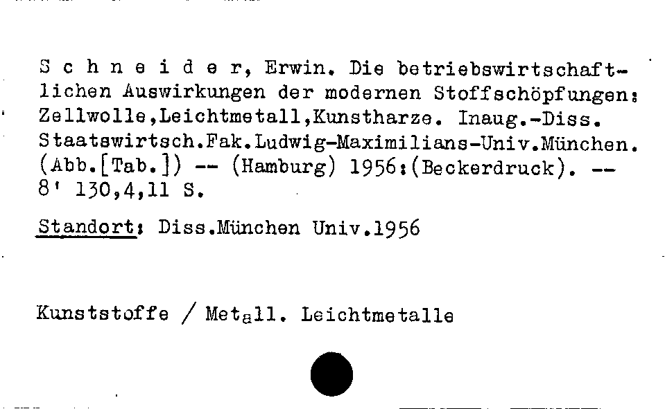 [Katalogkarte Dissertationenkatalog bis 1980]