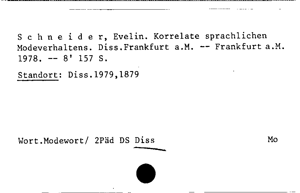 [Katalogkarte Dissertationenkatalog bis 1980]