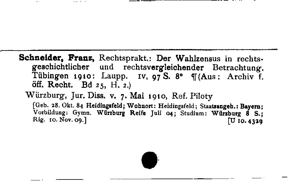 [Katalogkarte Dissertationenkatalog bis 1980]