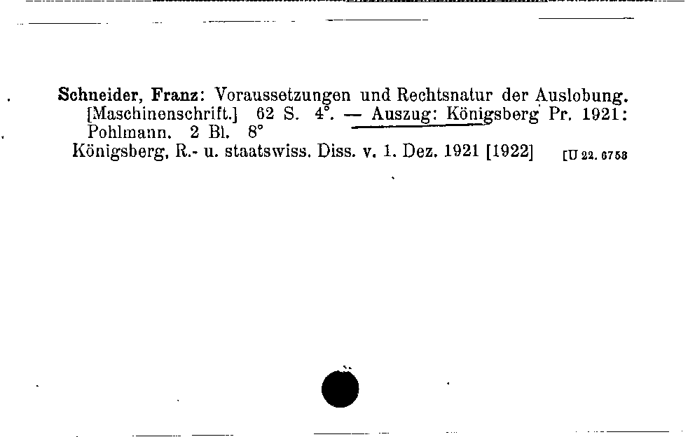 [Katalogkarte Dissertationenkatalog bis 1980]