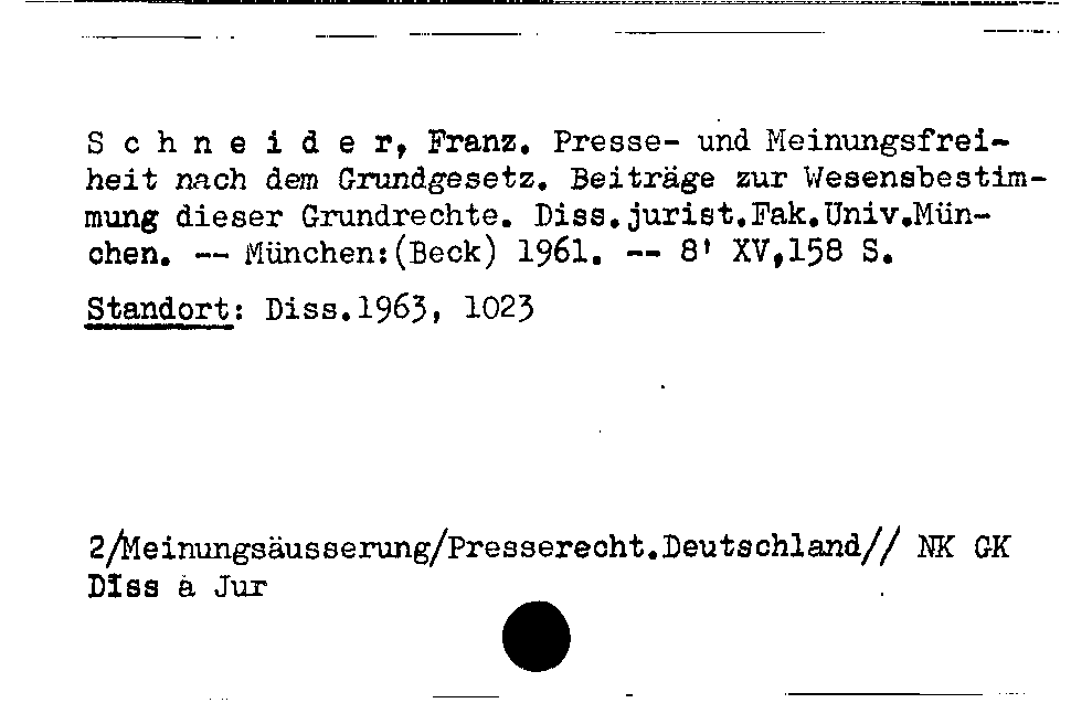 [Katalogkarte Dissertationenkatalog bis 1980]