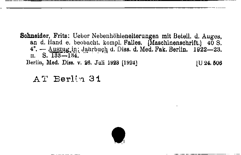 [Katalogkarte Dissertationenkatalog bis 1980]