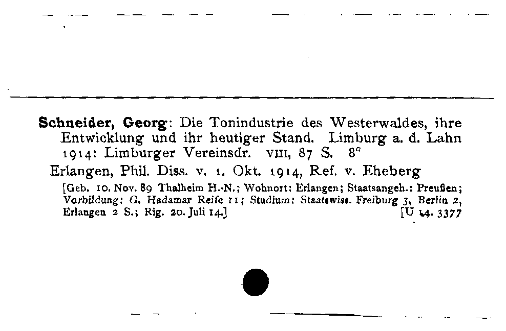 [Katalogkarte Dissertationenkatalog bis 1980]