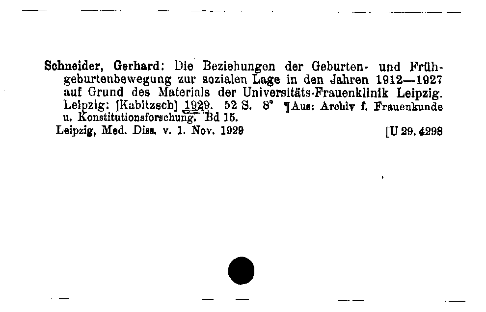 [Katalogkarte Dissertationenkatalog bis 1980]