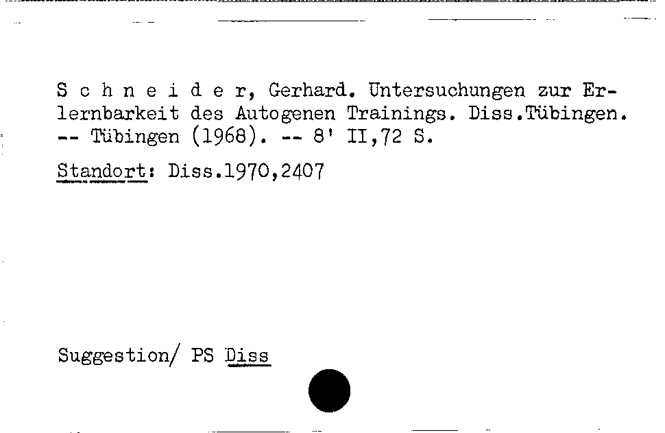 [Katalogkarte Dissertationenkatalog bis 1980]