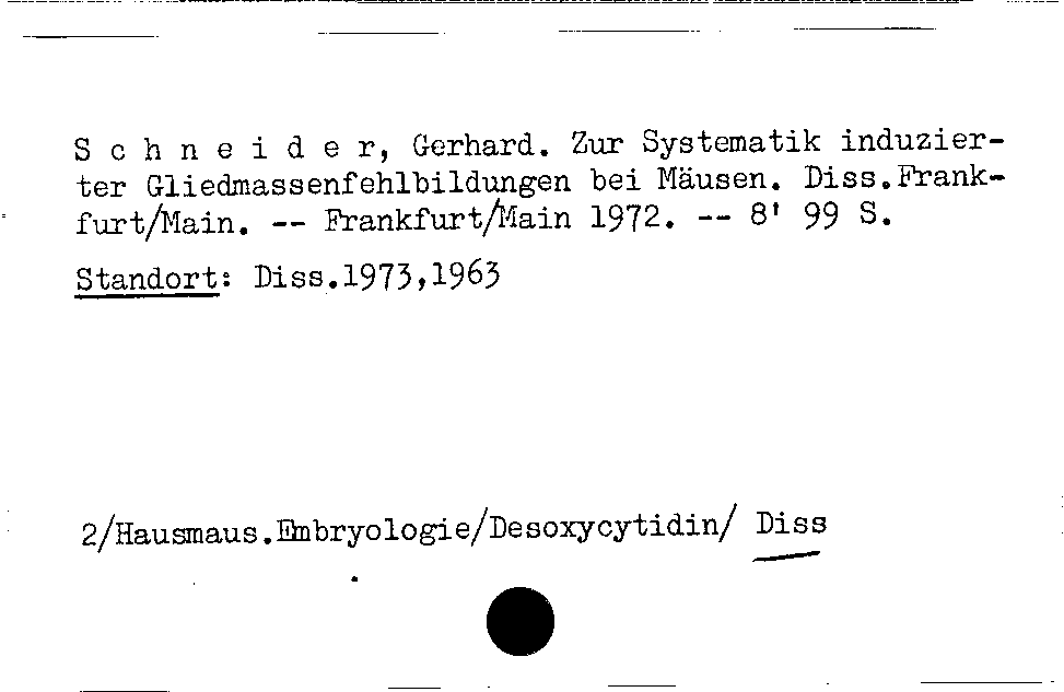 [Katalogkarte Dissertationenkatalog bis 1980]